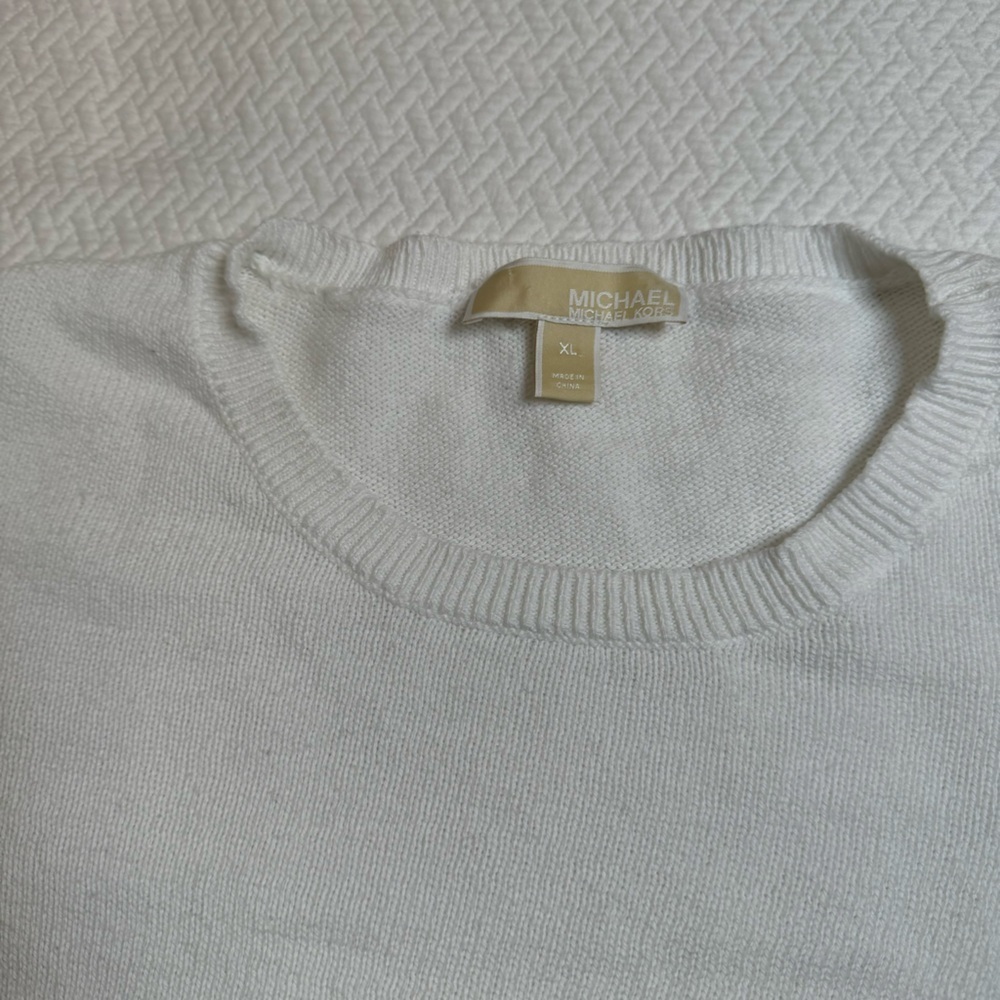Michael Kors 100% Cotton Long Sleeve Round Neck Ruffle Sleeve Sweater Size Xl - Picture 13 of 14